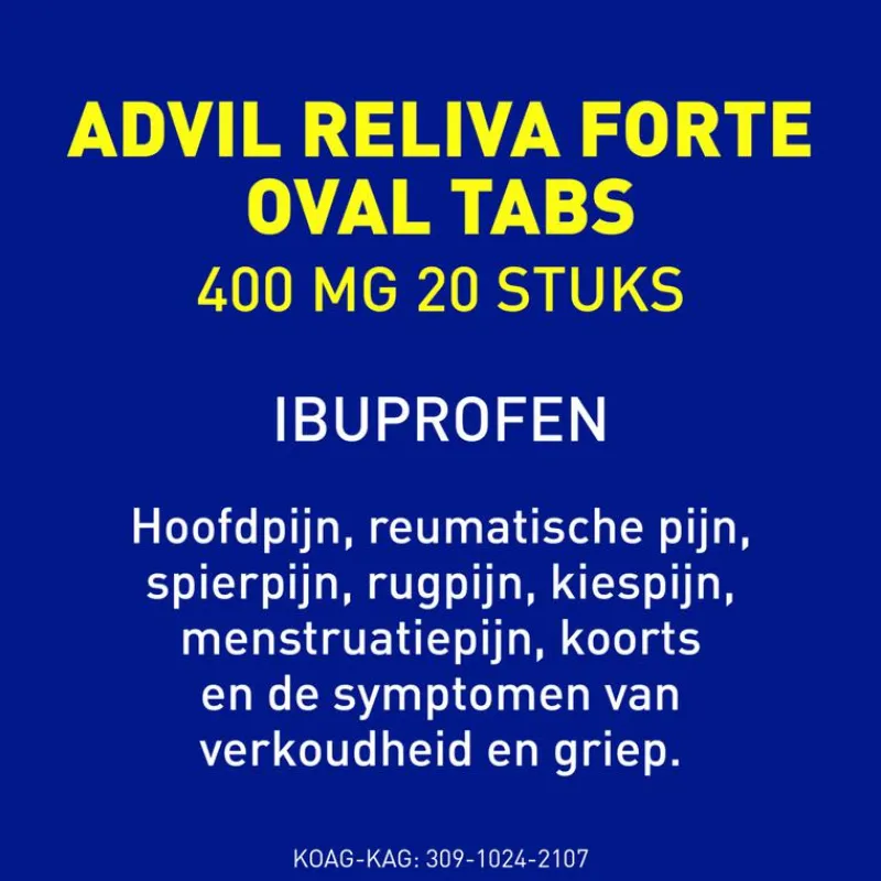 Advil Reliva Forte Oval-Tabs 400 mg Ibuprofen voor Pijn en Koorts 20 stuks