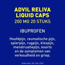 Advil Reliva Liquid-Caps 200 mg Ibuprofen voor Pijn en Koorts 20 stuks