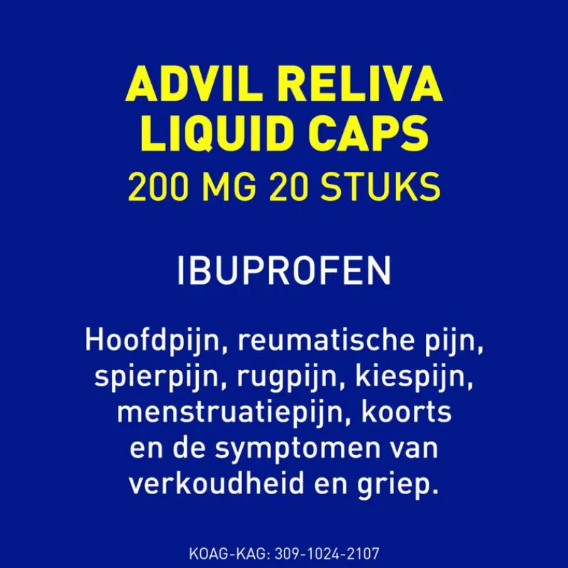 Advil Reliva Liquid-Caps 200 mg Ibuprofen voor Pijn en Koorts 20 stuks