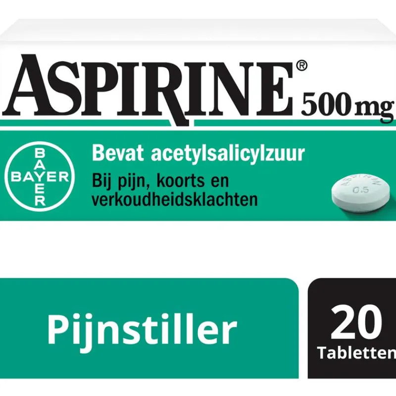 Aspirine 500 mg helpt bij pijn 20 tabletten