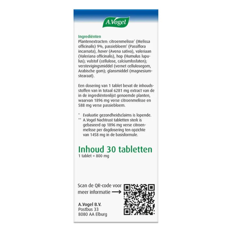 A.Vogel Nachtrust Sterk 30 Tabletten