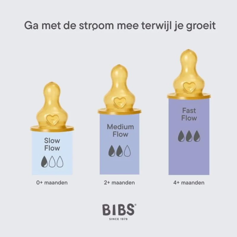 Bibs Babyfles 150 ML Sage met Latex speen en opvouwbaar trechtertje