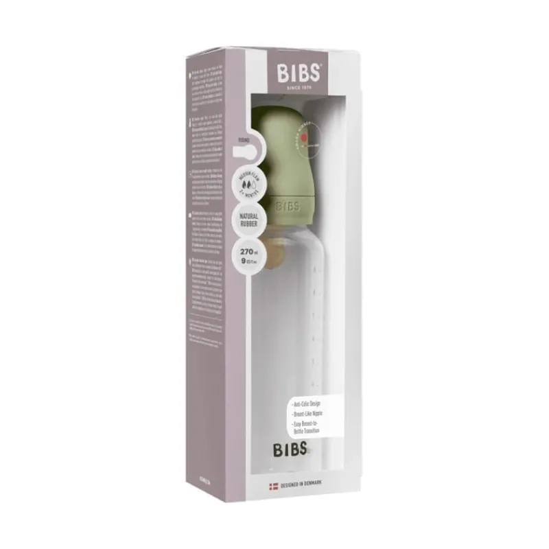Bibs Babyfles 270 ML Sage met Latex speen en opvouwbaar trechtertje