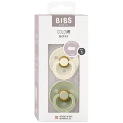 Bibs Fopspeen Two Pack Natuurlijk Rubber Ivory/Sage Maat 1