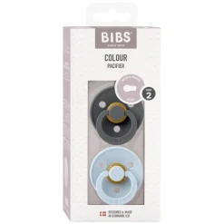 Bibs Fopspeen Two Pack Natuurlijk Rubber Iron/Baby Blue Maat 2