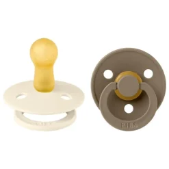Bibs Fopspeen Two Pack Natuurlijk Rubber Ivory/Dark Oak Maat 2
