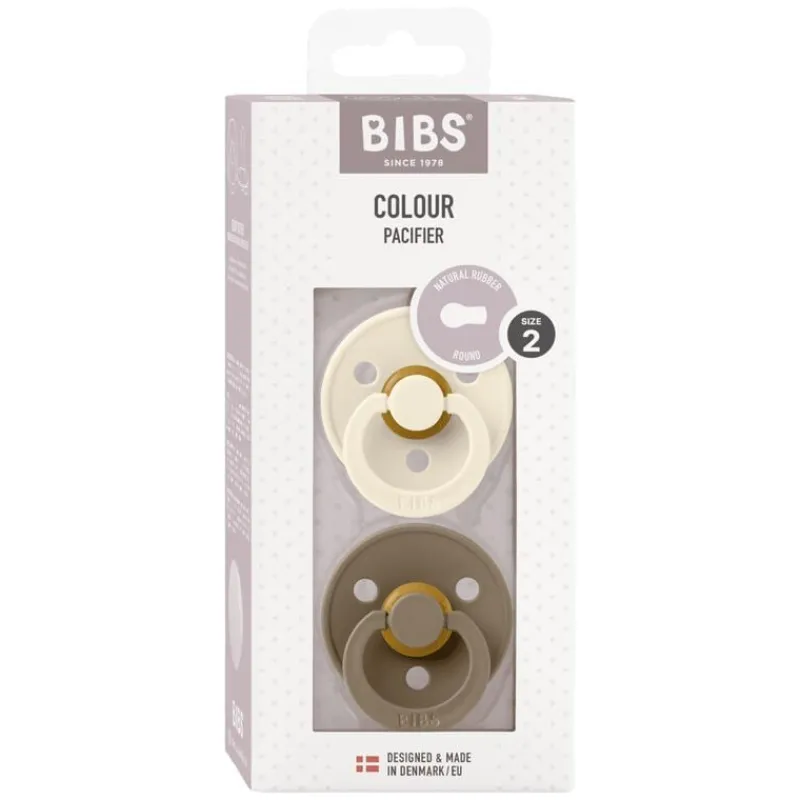 Bibs Fopspeen Two Pack Natuurlijk Rubber Ivory/Dark Oak Maat 2