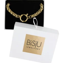 BiSjU Regulier Armband Open Cirkel Goud met Strass Steentjes - Stainless steel