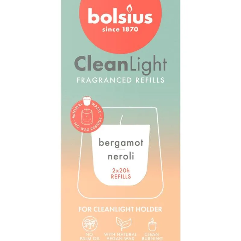 Bolsius Navulling Clean Light pack 2 Bergamot / Neroli