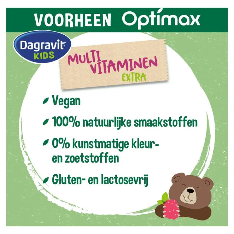 Dagravit Natural Kids Multi Framboos Hooggedoseerd 60 Dragees