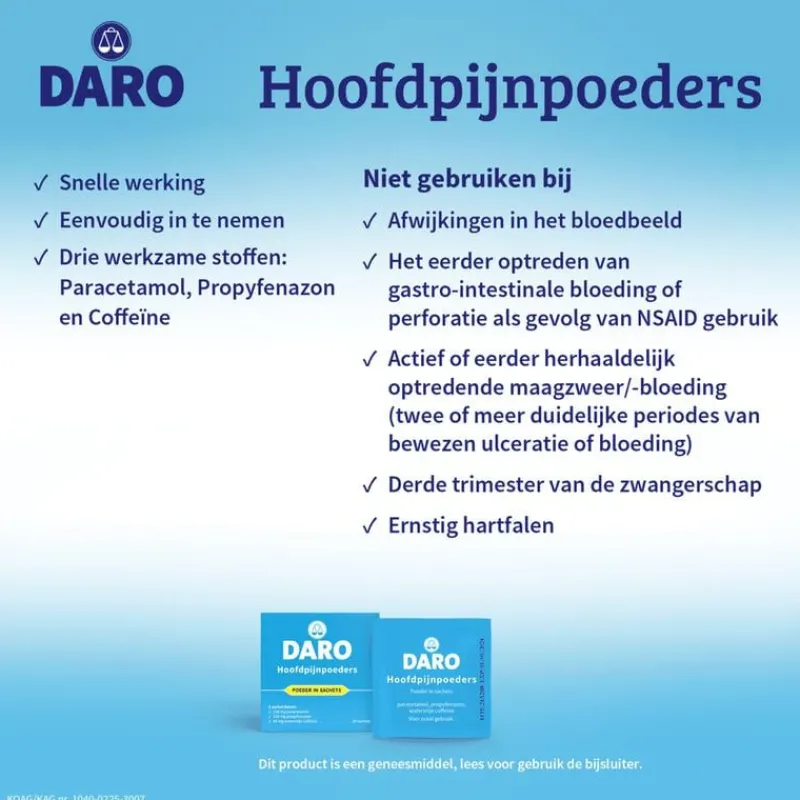 Daro Hoofdpijnpoeders 20 Sachets