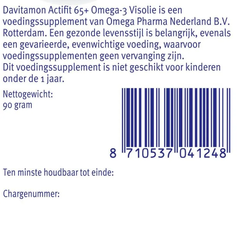 Davitamon Actifit 65+ Omega 3 Visolie Capsules