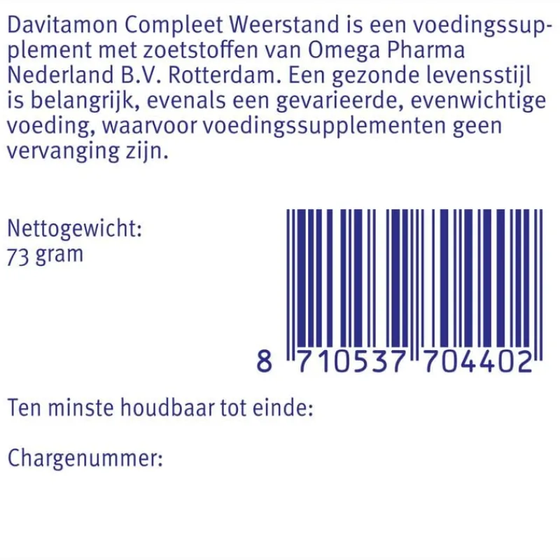 Davitamon Compleet Weerstand Vitamine C&D Bosvruchten 60 kauwtabl