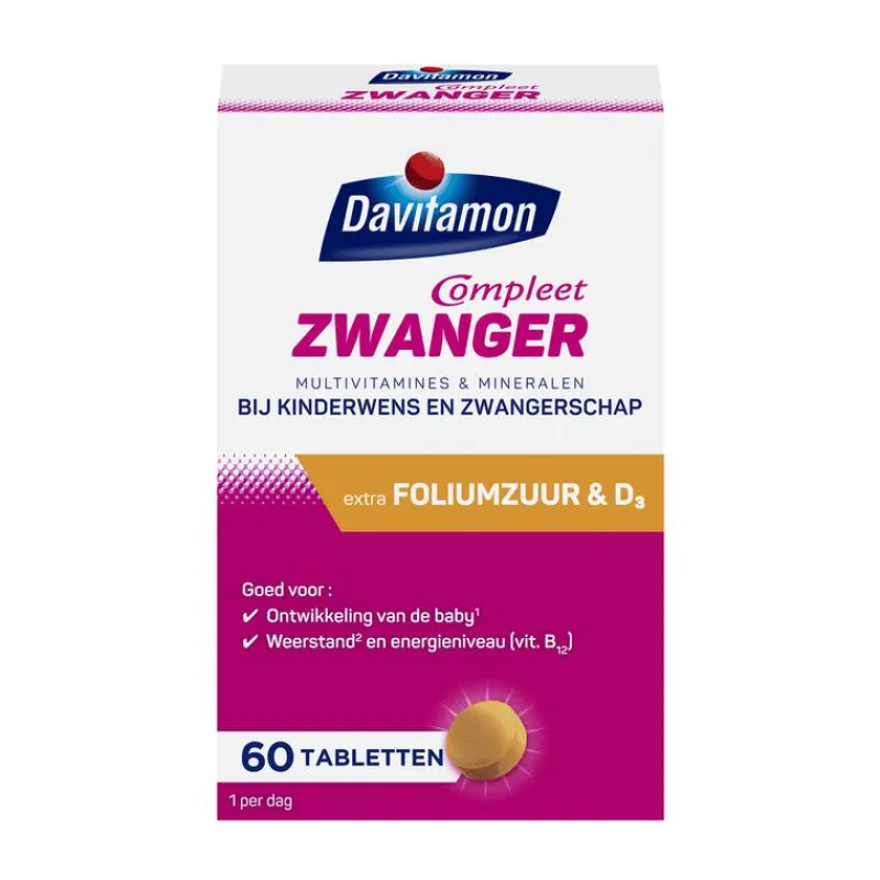 Davitamon Compleet Zwanger met Extra Foliumzuur en Vitamine D3 60 Tabletten