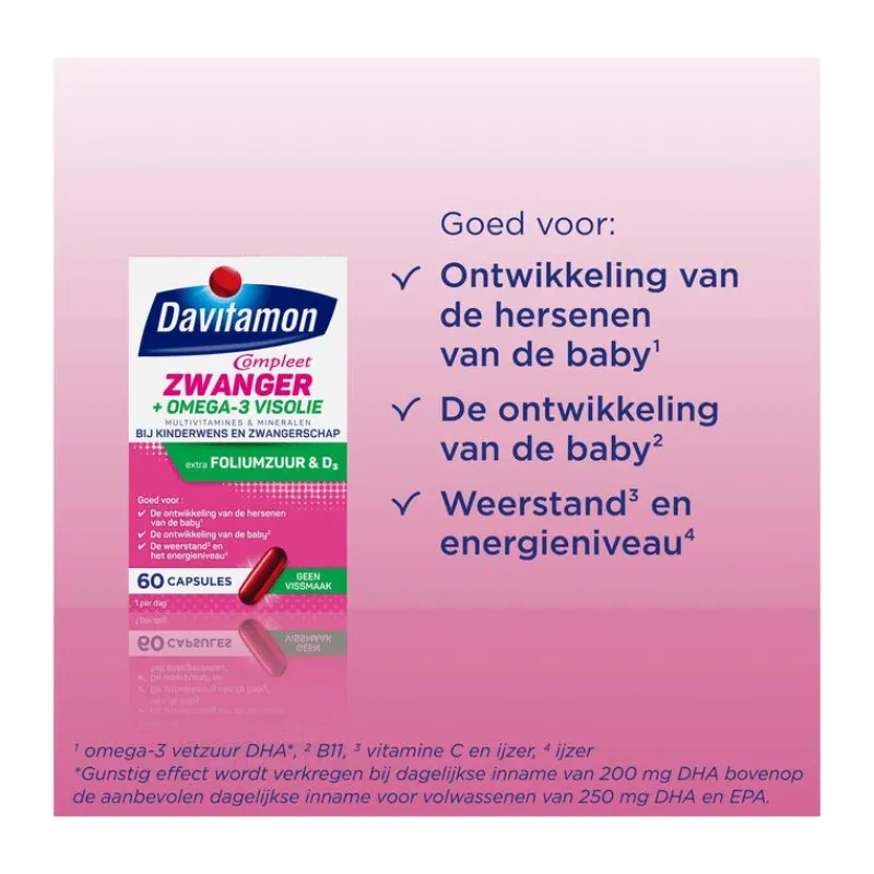 Davitamon Compleet Zwanger + Omega-3 Visolie 60 Stuks