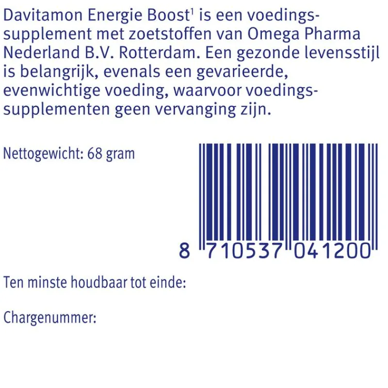 Davitamon Energie Boost Forte Kauwvitamines Bosvruchtensmaak