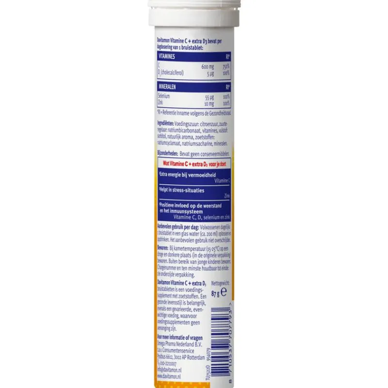 Davitamon Forte Vitamine C + Extra D3 Bruistabletten 15 stuks