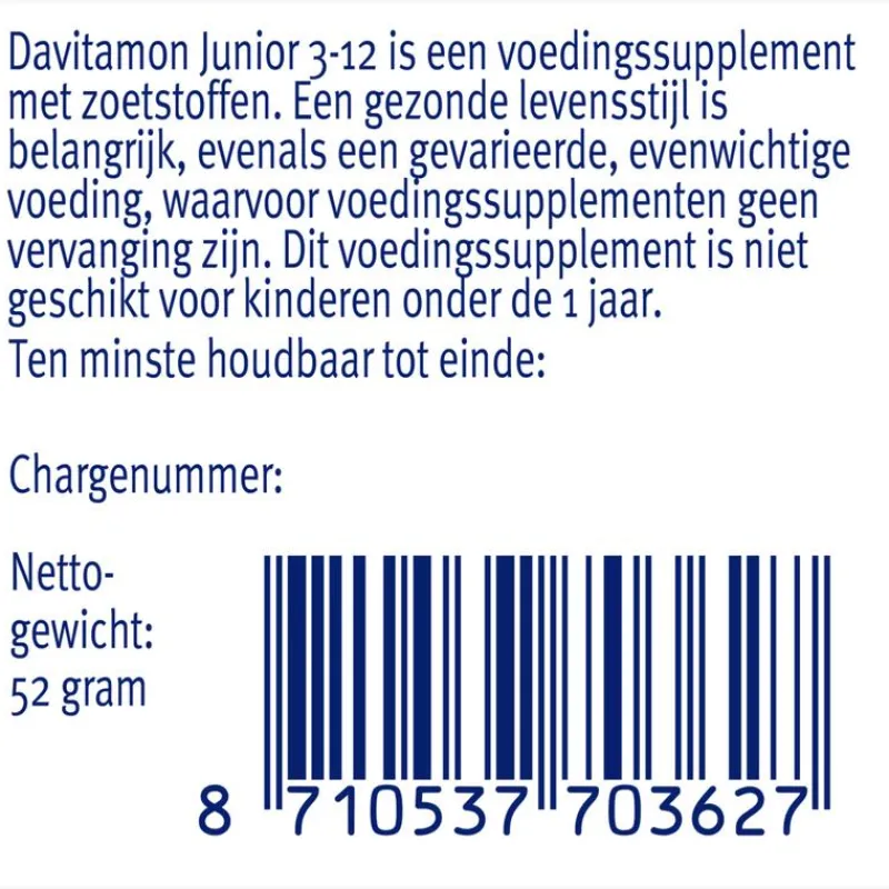 Davitamon Junior 3+ Kauwvitamines Framboos