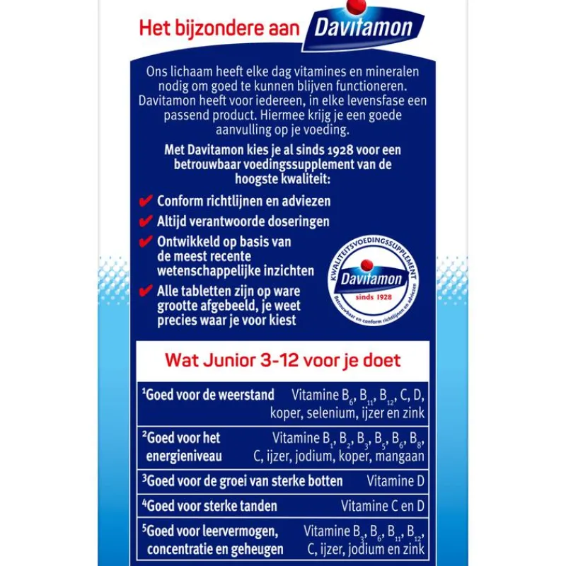 Davitamon Junior 3+ Multivitamine Kinderen Frambozensmaak 120 Kauwvitamines