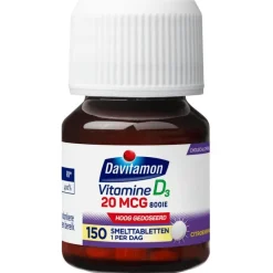 Davitamon Vitamine D3 20 mcg Smelttabletten Voordeelverpakking 150 stuks