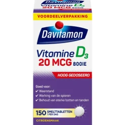 Davitamon Vitamine D3 20 mcg Smelttabletten Voordeelverpakking 150 stuks