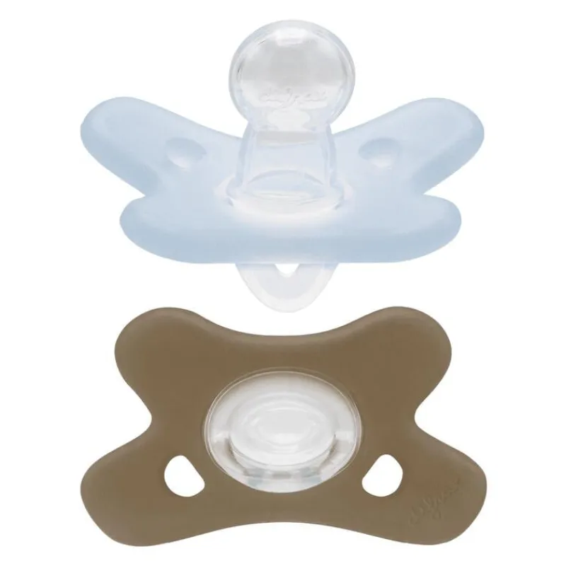 Difrax Fopspeen Natural 0-6 Maanden Lichtblauw/Beige BPA-vrij