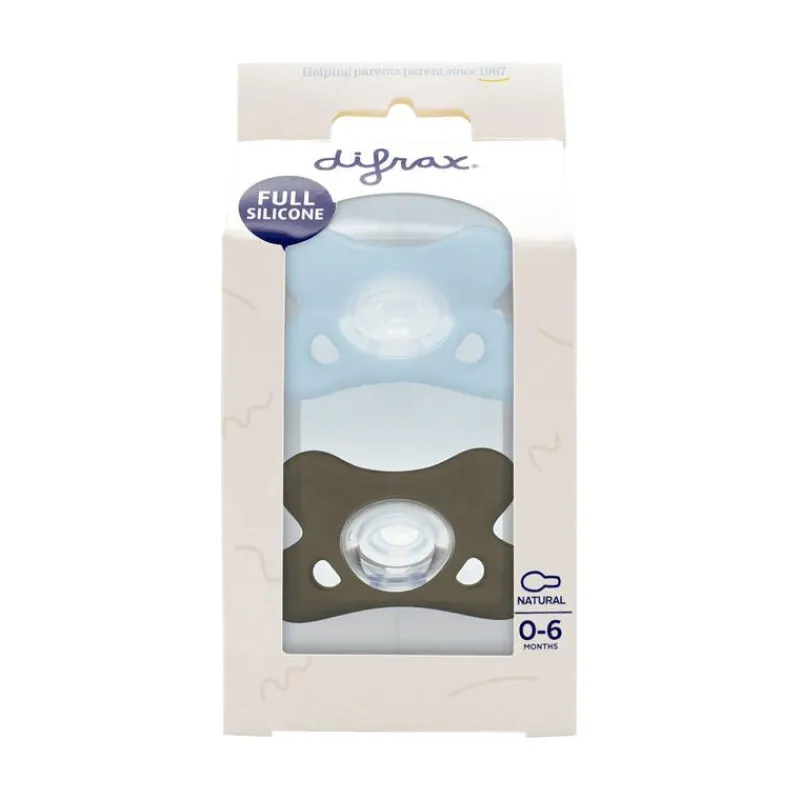 Difrax Fopspeen Natural 0-6 Maanden Lichtblauw/Beige BPA-vrij