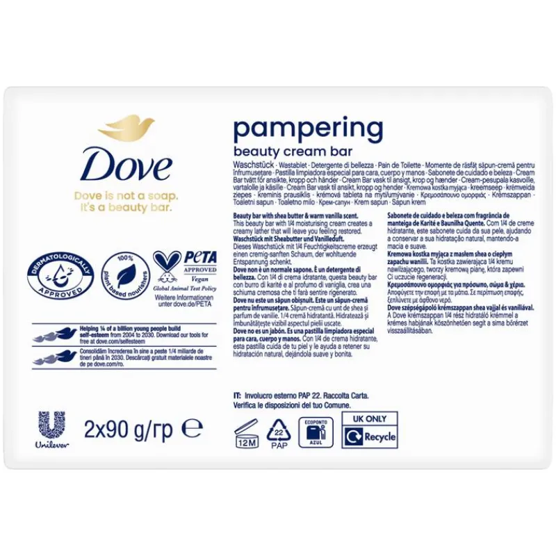 Dove Beauty Cream Sheabutter & Vanille Handzeep Bar 2 x 90 GR