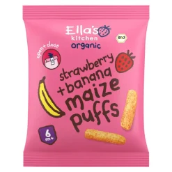 Ella's Kitchen Maize Puffs Aardbei Banaan Snack Biologisch 6+ Maanden 20 GR