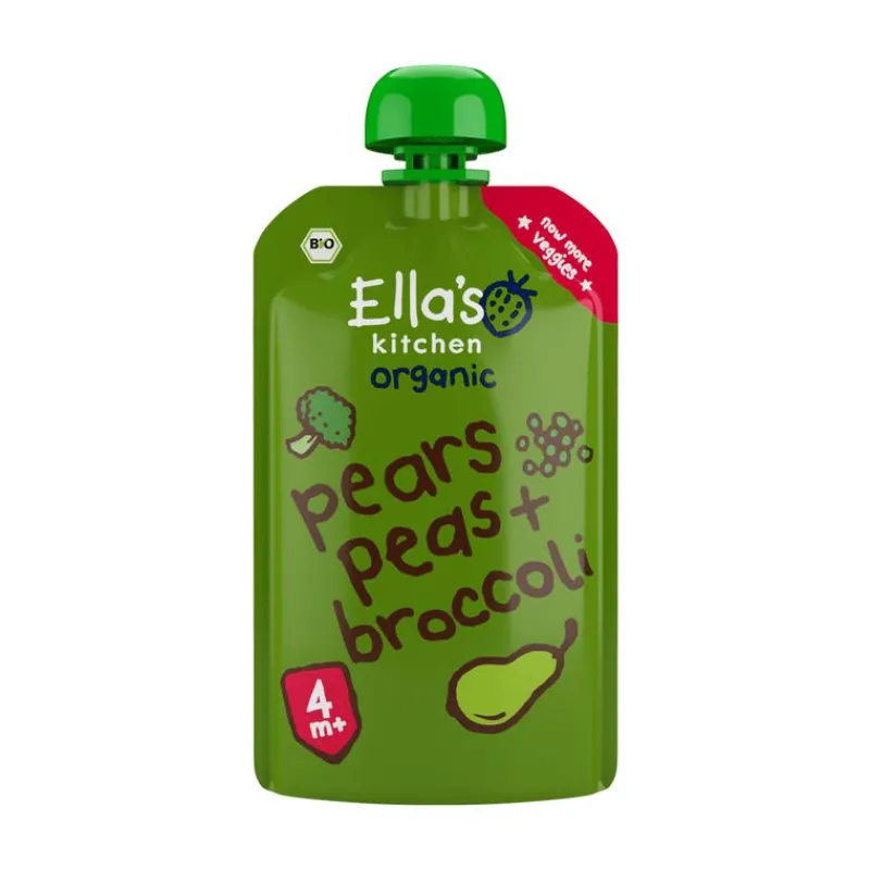Ella's Kitchen Peren Doperwten Broccoli Bio Knijpfruit 4+ Maanden 120 GR