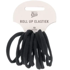 Etos Elastieken Roll Up Small Zwart 10St
