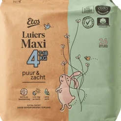 Etos Puur & Zacht Luiers Maxi Maat 4 7-18 kg 26 stuks
