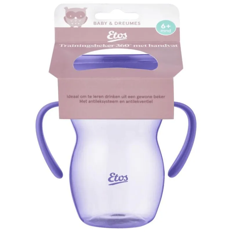 Etos 360° Trainingsbeker met handvaten paars 270 ML