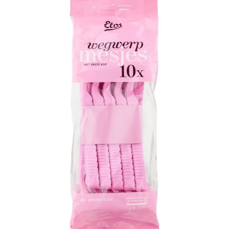 Heren Etos Wegwerpmesjes Met Vaste Kop Roze 10 stuks