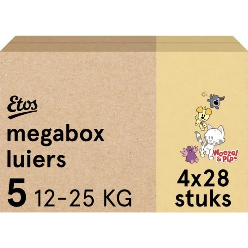 Etos Woezel & Pip Luiers Junior Maat 5 12-25 kg Megabox 4x28 stuks