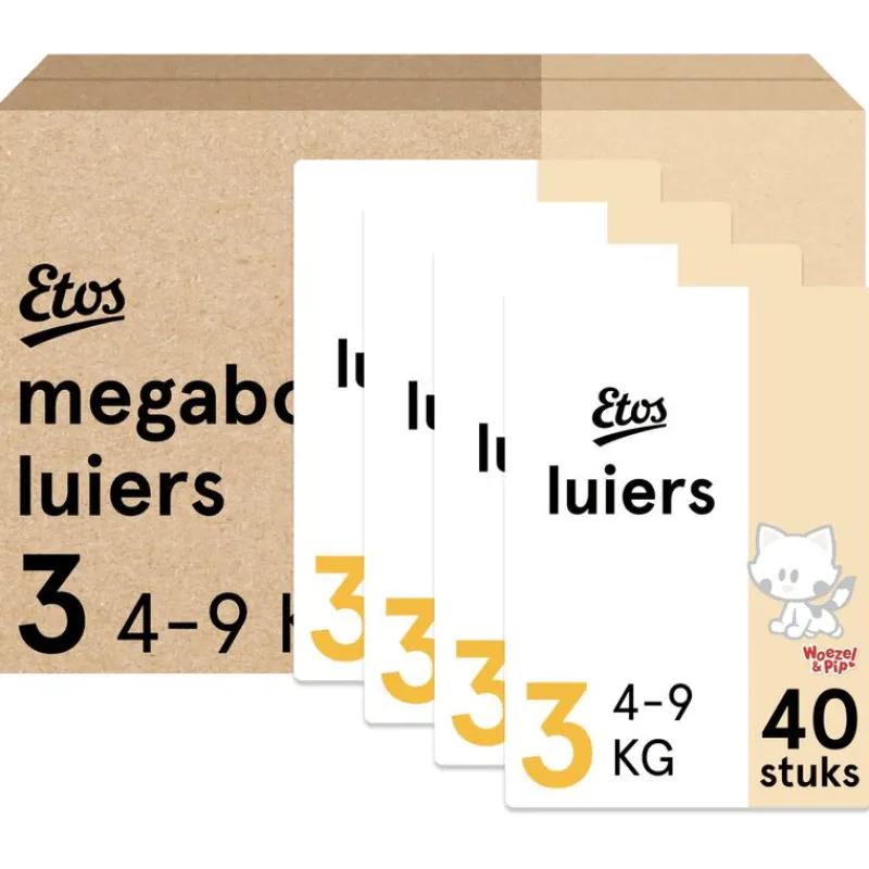 Etos Woezel & Pip Luiers Midi Maat 3 4-9 kg Megabox 4x40 stuks