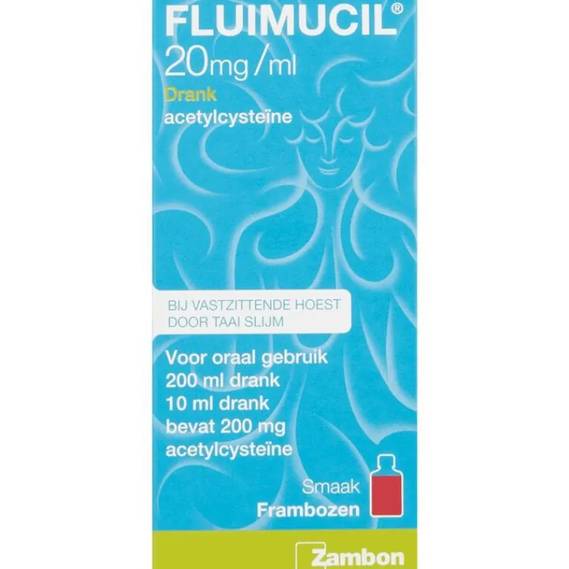 Fluimucil 20 mg/ml Hoestdrank Frambozensmaak