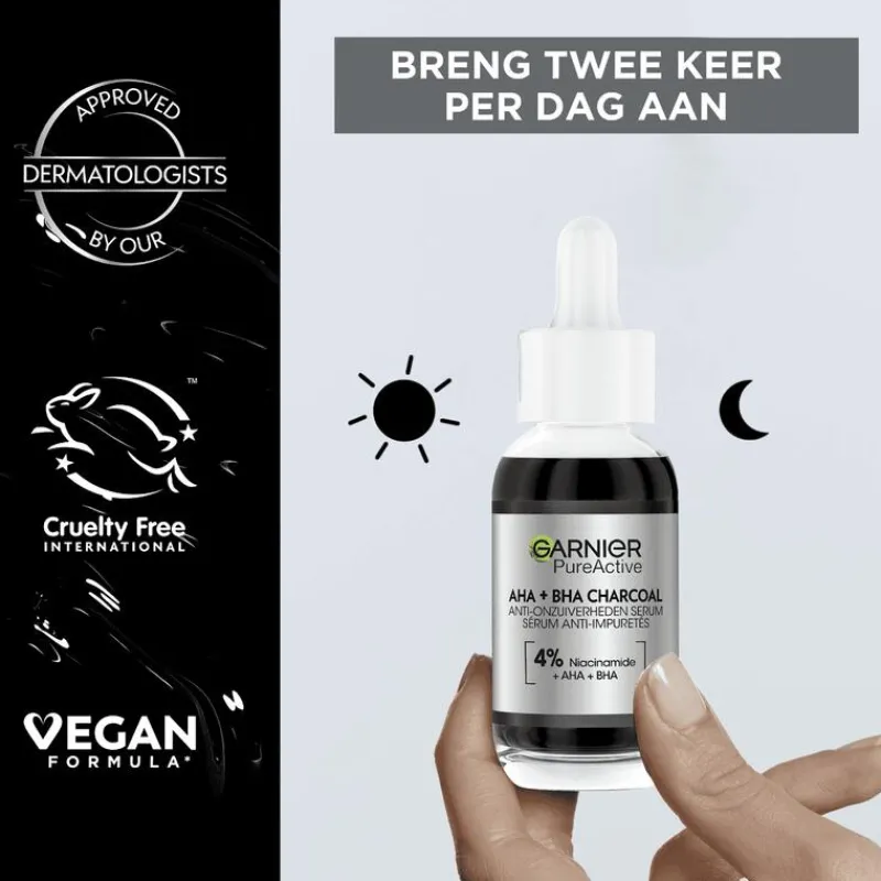 Garnier PureActive AHA + BHA Charcoal Anti-Onzuiverheden Serum 30 ML
