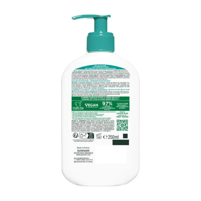 Garnier PureActive Hydraterende Gezichtsreiniger 250 ML