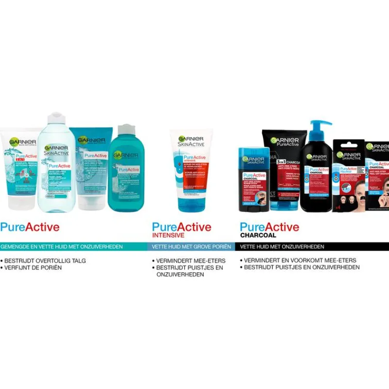 Garnier PureActive 3-in-1 Gezichtsreiniger Charcoal 150 ML