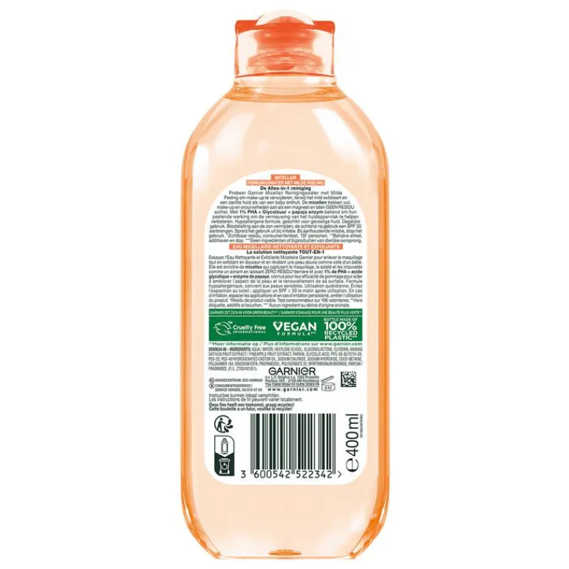 Garnier SkinActive Micellair Reinigingswater Milde Peeling Alles-in-1 400 ML