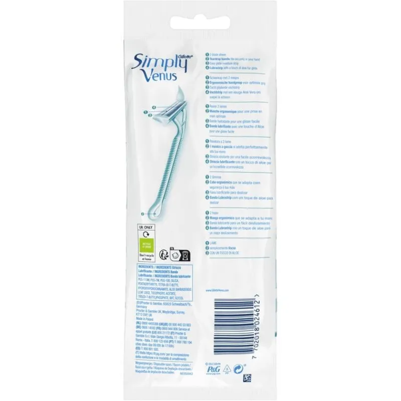 Heren Gillette Venus Simply 2 Wegwerpmesjes 4 Stuks