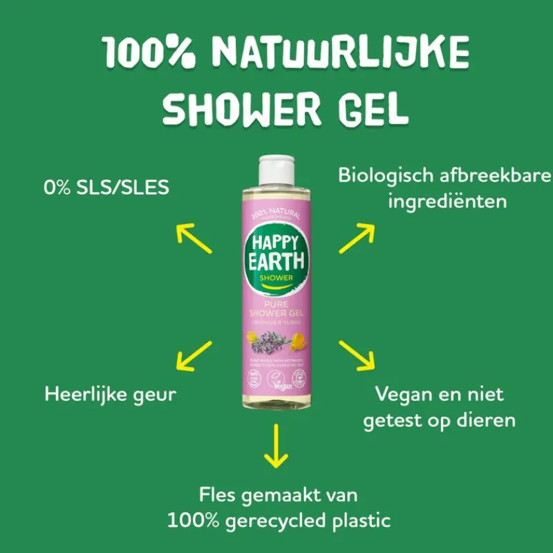 Happy Earth Lavender Ylang 100% Natuurlijke Douchegel 300 ML