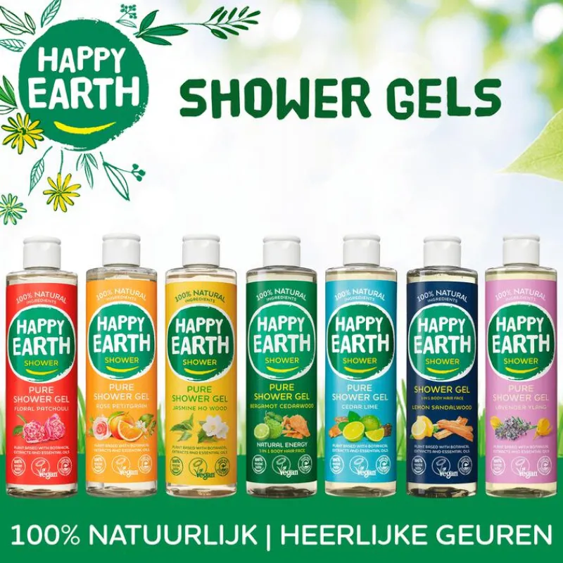 Happy Earth 100% Natuurlijke Bergamot Cedarwood Douchegel 300 ML