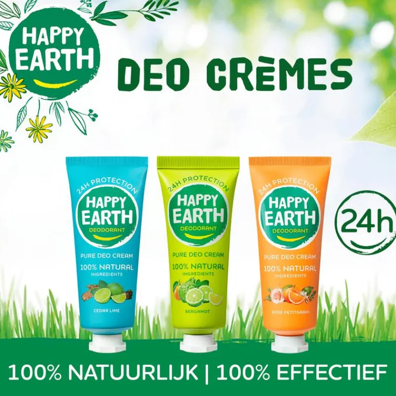 Happy Earth 100% Natuurlijke Rose Petitgrain Deodorant Crème 40 ML