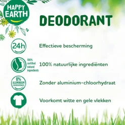 Happy Earth 100% Natuurlijke Rose Petitgrain Deodorant Roller 75 ML