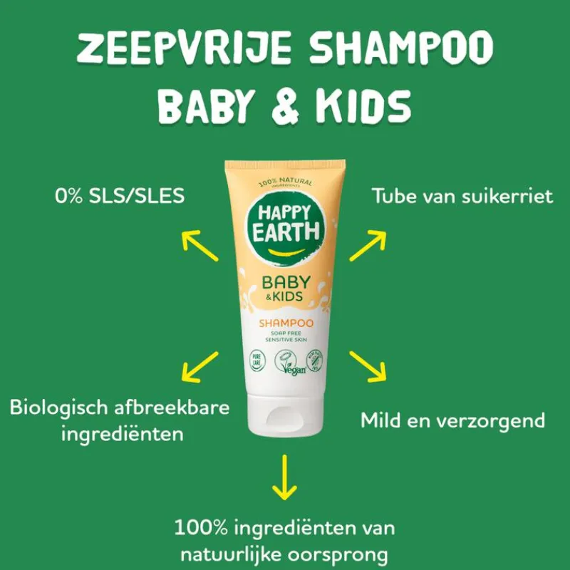 Happy Earth Zeepvrije Shampoo Baby & Kids 200 ml