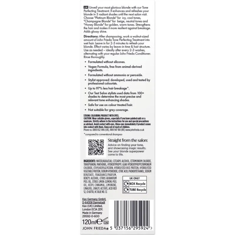 John Frieda Salon Blonde Tone Perfecting Treatment Champagne Blonde 120 ML