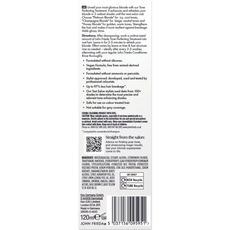 John Frieda Salon Blonde Tone Perfecting Treatment Honey Blonde 120 ML