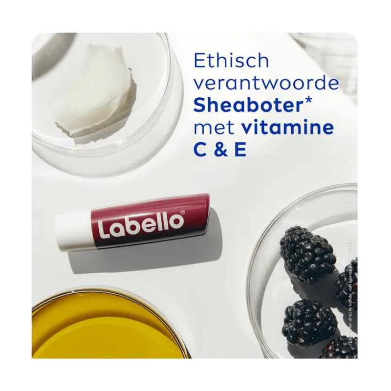 Labello Blackberry Shine Lippenbalsem 24u Hydratatie Bordeauxrood 1 Stuk
